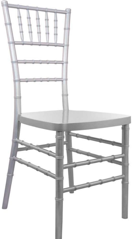 Silver Resin Chiavary chair box with 4 unassembled chairs.